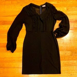 Long sleeve chiffon top and knit bottom black dress😎